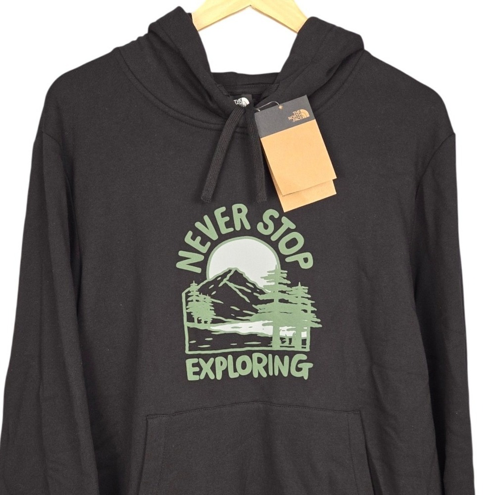 The North Face Outdoor Hoodie Men Medium Black Never Stop Exploring Pullover NEW